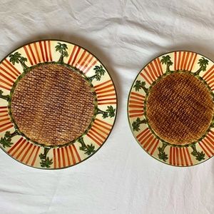Set of 2 Caravan by Centrum Nanette Vacher Palm Bamboo 11.25” Dinner Plates